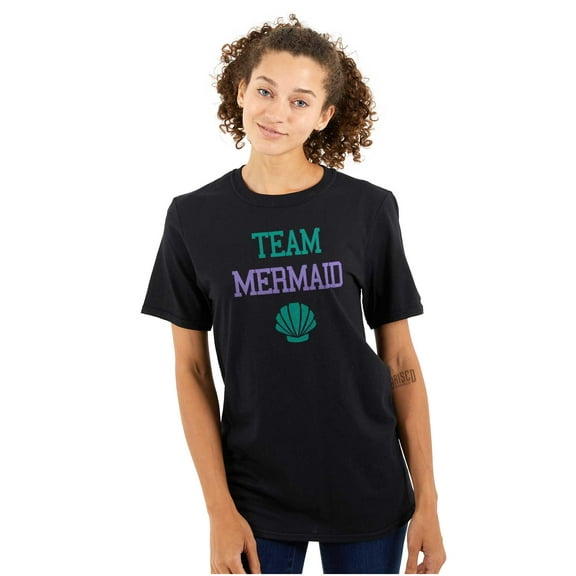 Team Mermaid Under the Seashell Cute Women's Plus Size Graphic Tee Brisco Brands 2X