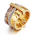 thumbnail image 1 of Anillo elegante de mujer de moda bicolor con letras romanas de diamantes japonesas y coreanas con rueda de tarjeta, 1 of 6