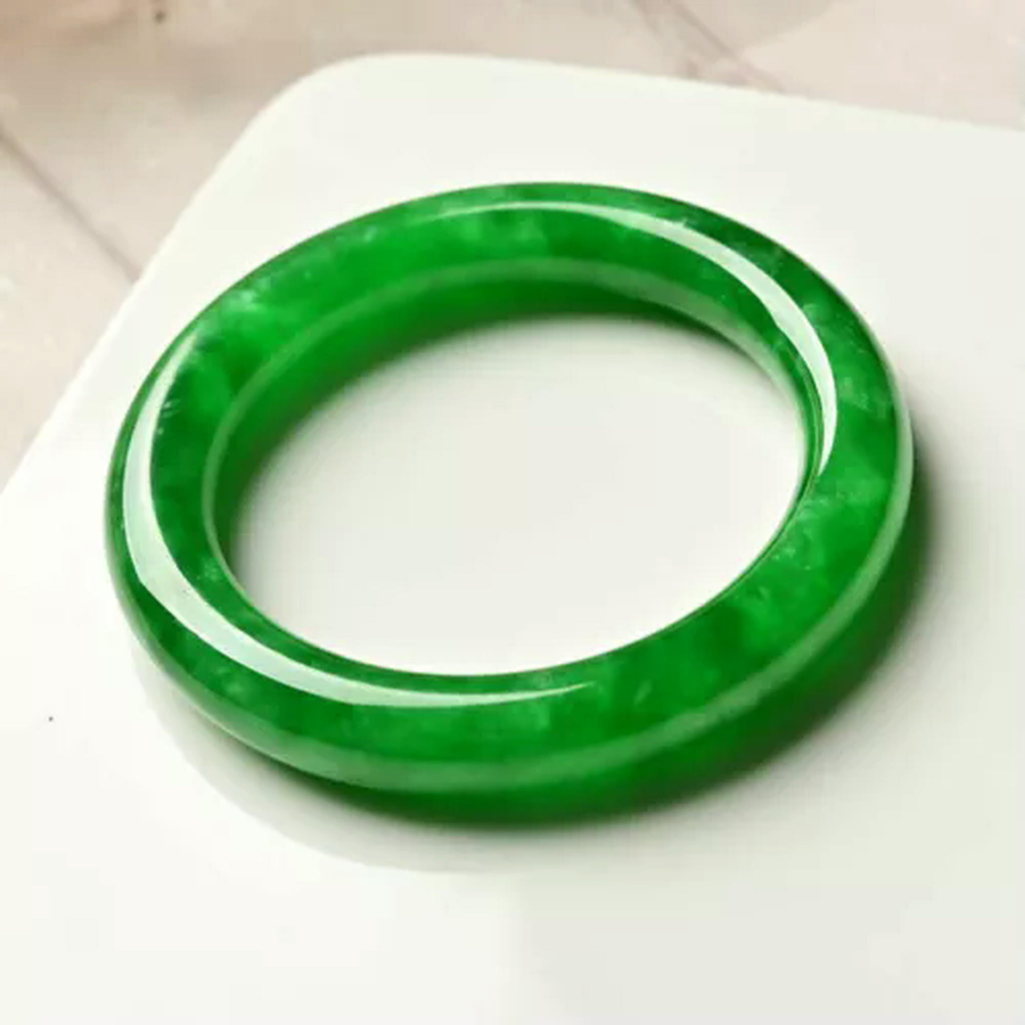 EOEMY Natural Green Emerald Bracelet Bangle Women Fashion Jade Stone Gem Decor Gift-54mm-Green