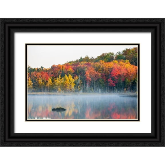 Day, Richard and Susan 32x23 Black Ornate Wood Framed with Double Matting Museum Art Print Titled - Council Lake in fall color-Alger County-Michigan