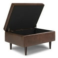 thumbnail image 4 of Simpli Home Shay Mid Century Small Storage Ottoman Coffee Table with lift up lid and large interior storage space, Distressed Chestnut Brown Faux Leather, 4 of 9