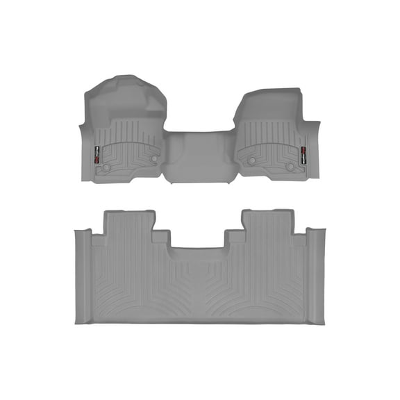 WeatherTech Custom Fit FloorLiners compatible with 2023-2024 Ford Super Duty - 1st Row Over-The-Hump & 2nd Row, Grey
