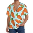 thumbnail image 1 of Balery Cartoon Carrot Camisa Casual de Manga Corta con Botones para Hombre, Texturizada, Estilo Cubano, para Playa, Verano-Large, 1 of 5