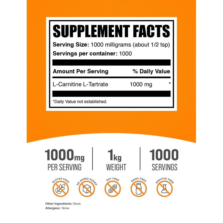 BulkSupplements L-Carnitine L-Tartrate Powder 1 Kilogram