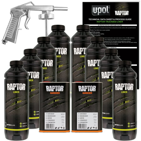 U-POL Raptor Black Urethane Spray-On Truck Bed Liner Spray Gun, 8 (Best Brush On Bed Liner)