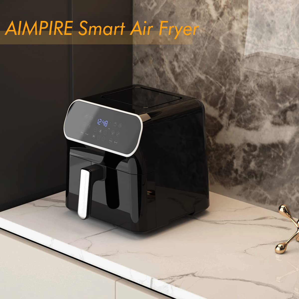 Air Fryer, Air Fryers AIMPIRE 6 Quart, Airfryer Toaster Oven, Digital Touch Screen with 11 Cooking Functions, Preheat Remind, Non-Stick Basket, Black