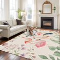 thumbnail image 2 of Non-Slip Rug Pad Rugs Summer Flamingo Flower Leaf Rectangle Area Rugs 5x7Ft Soft Carpet Pads for Living Room Kids Room, Vintage Linen Tropical Botanical, 2 of 9