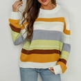 thumbnail image 2 of PFRNLF Sweaters for Women Fall Winter Crewneck Striped Tops Color Block Fashion Knit Pullover Sweater, 2 of 8
