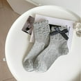 thumbnail image 2 of Ankle Socks - Women Socks Bow Crew Socks Lolita Dress Breathable Soft Girls Socks, Socks for Women,Color: Grey Size: One Size, 2 of 6