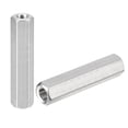thumbnail image 1 of Unique Bargains M8 x 1.25-Pitch 60mm Length Coupling Nuts, 2 Pack 304 Stainless Steel Metric Hex Rod Coupling Nuts, 1 of 5