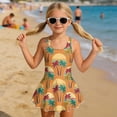 thumbnail image 3 of Tutolipy One Piece Swimsuits, Retro Palm Tree Print Girls One Piece Swimsuit, Skirt Swim Dress Girls Swimsuits with Skirts for Swim Lessons Size 12-13 Years, 3 of 8