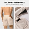 thumbnail image 3 of Men's Cotton Casual Shorts with Pockets Soft Elastic Wasit Shorts, 5" Inseam, Light Khaki, 3 of 6