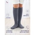 thumbnail image 3 of Hugh Ugoli Knee High Socks for Kids Girls Boys & Toddlers, Solid Color Long School Uniform Socks, Soft Breathable & Comfortable Bamboo Socks 3-14 Years Old | 3 Pairs | Melange Gray | 12-14 Years, 3 of 9
