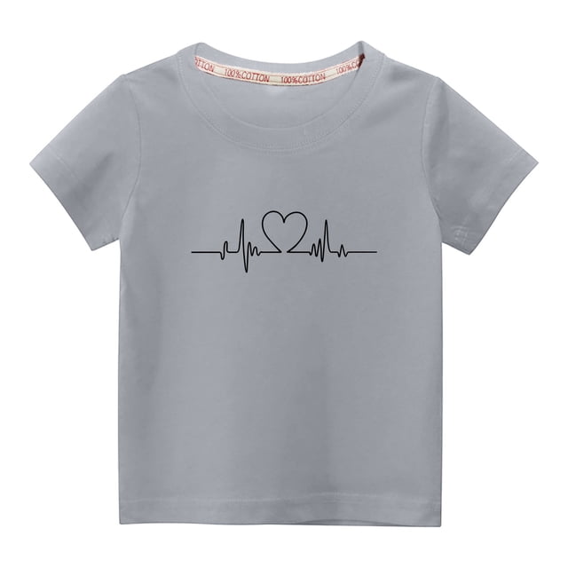 Besolor T-Shirts de la Saint-Valentin pour Tout-Petits Garçons Filles, Décontractés, à Imprimé Cœur, Col Rond, Manches Courtes, Hauts, T-Shirts Graphiques pour Enfants