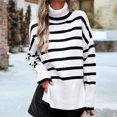 thumbnail image 4 of Suéter Suéter casual de cuello alto, ajuste holgado, traje diario de bloque de color con hombros caídos para mujer Kuymtek Blanco T M para Mujer, 4 of 6