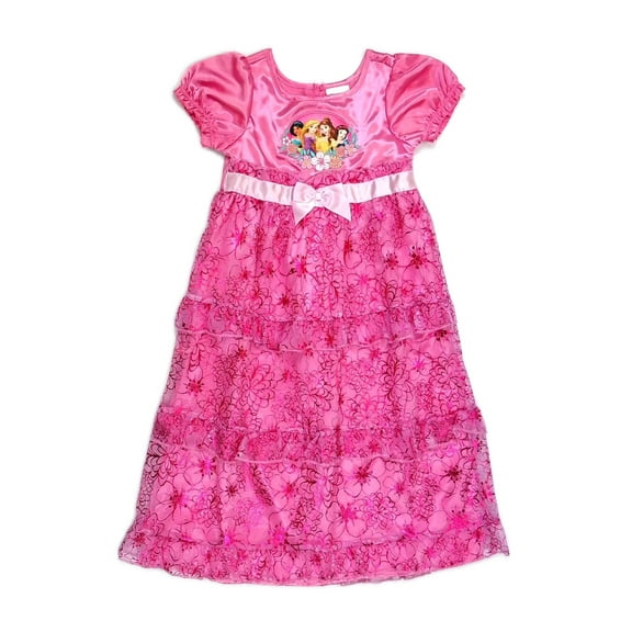 Disney Princess Girl's Pink Floral Tulle Fancy Nightgown, Gown, Size 2
