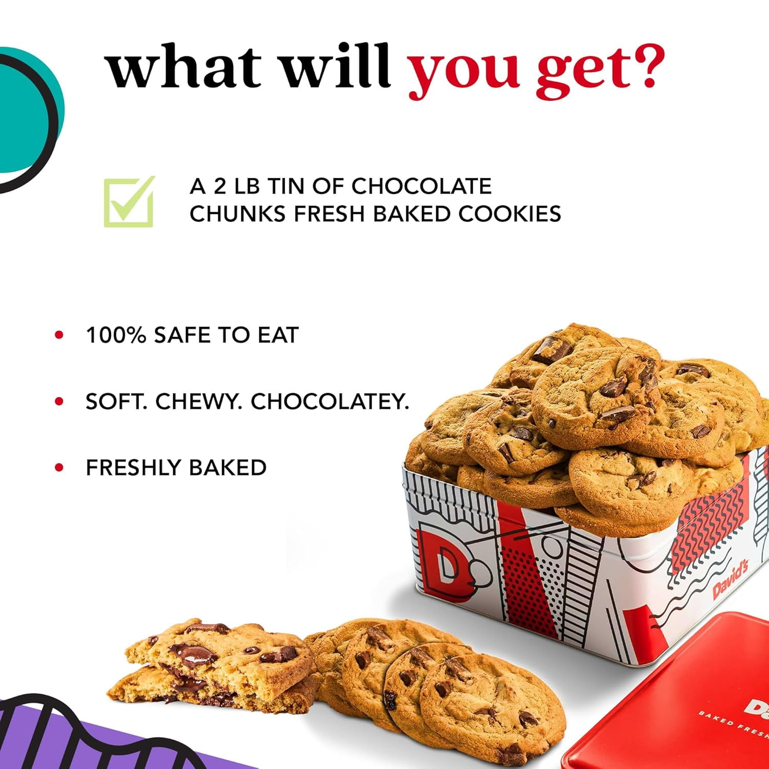 David's Cookies Handmade & Freshly Baked Cookies, Chocolate Chunks, 2 lbs