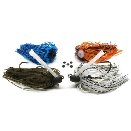 Harmony Fishing Tungsten Swim Jig Set with Quick-Change Skirts 2 Jigs 4 Skirts 5 Bait Pegs 3/8oz
