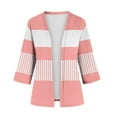 thumbnail image 3 of cocolona Womens Casual 3/4 Sleeve Cardigan Lightweight Open Front Cardigan Tops Fall Stripe Print Coat Comfy Trendy Outwear, 3 of 4