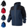 thumbnail image 1 of Men's Windbreakers Man Solid Color Sports Windbreaker Drawstring Pockets Hooded Outdoor Jacket Coat Windbreaker Front-Zip Jacket Navy 3XL, 1 of 4