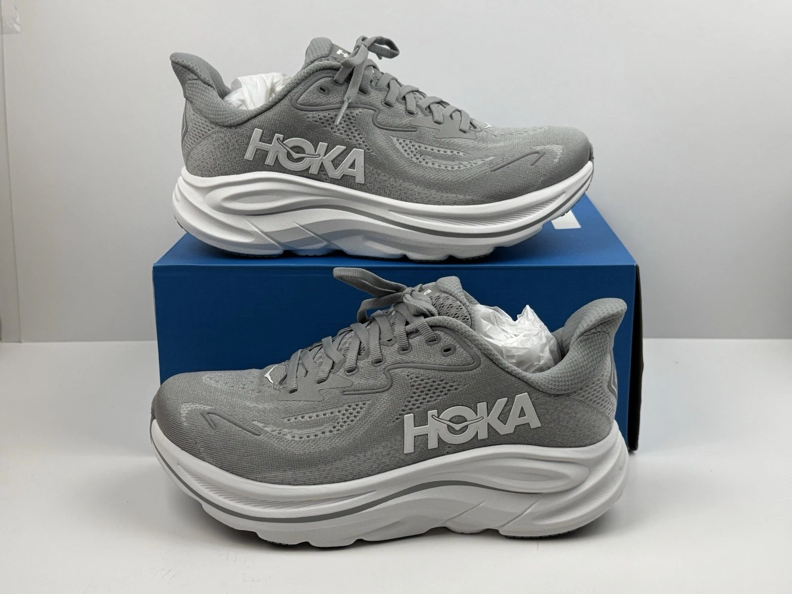Hoka One Clifton 10 X-Wide Running Shoes Men Sz 14 4E Wide Grey