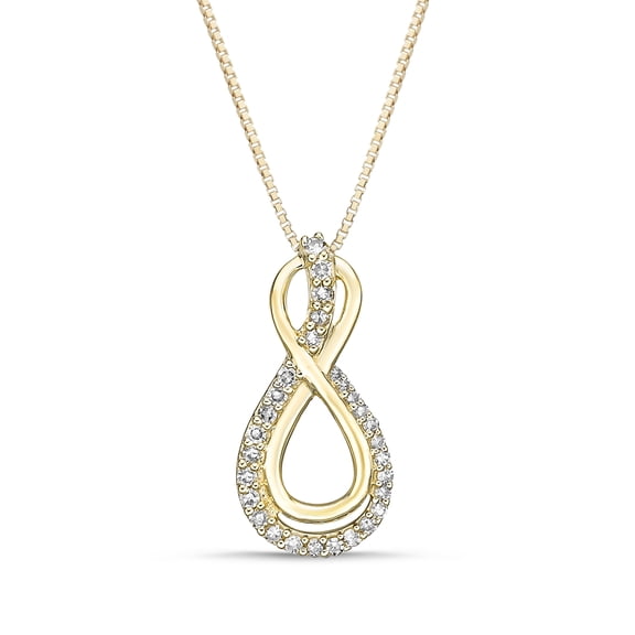 10K Yellow Gold Infinity Pendant in 18" Cable Chain With Round Diamond Jewelry
