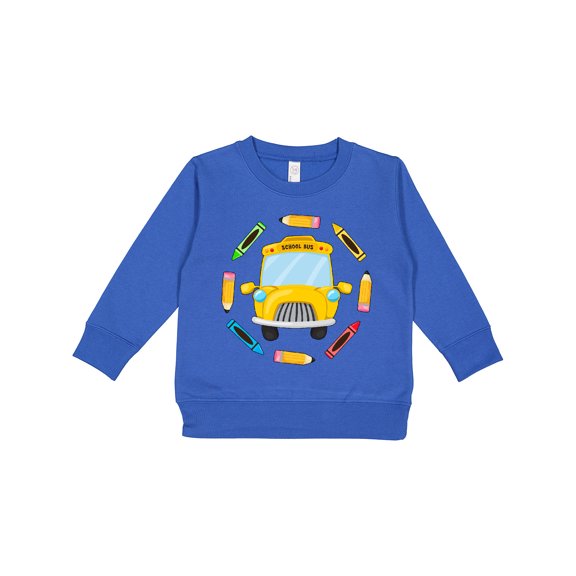 Inktastic School Bus with Pencils and Crayons Toddler Sweatshirt