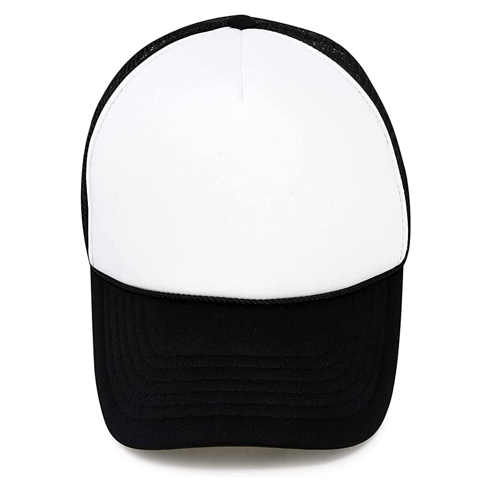MR.R Sublimation Blank Polyester Mesh Cap Mesh Hat Two Tone Trucker Summer Mesh Cap with Adjustable Snapback,Black,6 Pieces