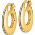 thumbnail image 2 of 14K Yellow Gold Jbsp's Polished Glitter Infused Hoop Earrings Made In Italy le2202, 2 of 5