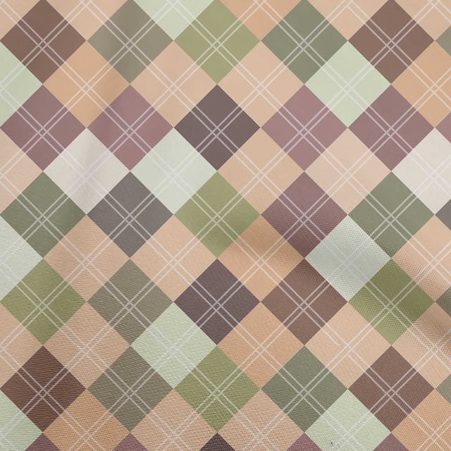 oneOone Georgette Viscose Dark Beige Fabric Check Sewing Craft Projects Fabric Prints By Yard 42 Inch Wide
