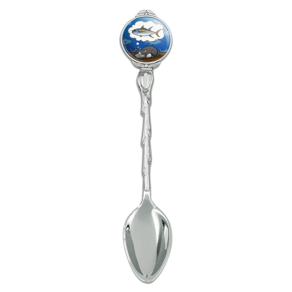 Cat Dreaming of Fish Novelty Collectible Demitasse Tea Coffee Spoon