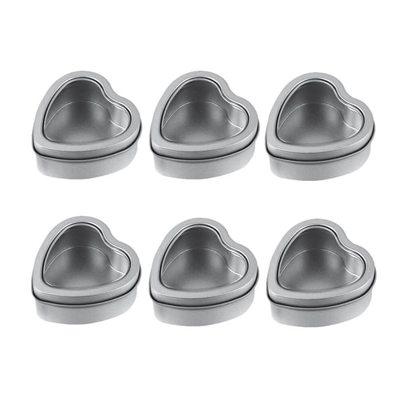 MERRYHAPY 6Pcs Small Cookie Tins Heart Shaped Tinplate For Food Packaging Silver 11.8x7.9x3.9in