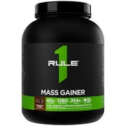 Rule 1 Proteins Mass Gainer - High-Calorie Weight Gain Formula with 1,220+ Calories, 250g+ Complex Carb Blend, 40g All-Whey Protein Per Serving (8 Servings, Chocolate Fudge)