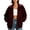 Wine, variant on cocolona Oversized Jacket for Women Fall Winter Trendy Long Sleeve Zipper Outerwear Lapel Solid Color Casual Tops