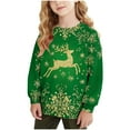 thumbnail image 2 of Tdoqot Girls Christmas Sweatshirts- Pullover Long Sleeve Crewneck Cute Kids Festive Shirts Green Size 14, 2 of 7