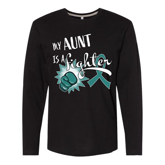 Inktastic Ovarian Cancer Awareness My Aunt is a Fighter Long Sleeve T-Shirt