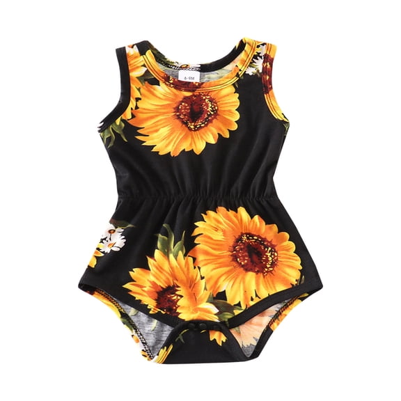 THJRPQJFD Jogging Suits for Girls Baby Overalls 0-3 Months Girl Sleeveless Sunflower Floral Romper Jumpsuit, Charming Infant Outfit Baby Clothes Girl Little Brother Gifts 2t Boy Clothes Boy Clothes