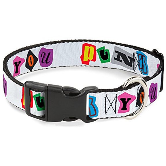 Buckle-Down 9-15" Punk You Black Full Color Plastic Clip Collar