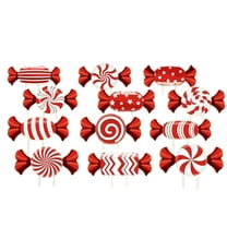 Rdhnmea 12 Pcs Christmas Candy Lawn Yard Sign Stakes Holiday Garden Decor with Waterproof Corrugated Cardboard Xmas Pathway Walkway Decor