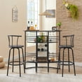 thumbnail image 6 of VECELO Home Bar Unit, Oval Bar Table with Wood Counter Top and Wine Rack Storage, Wine Bakers Rack for Kitchen Dining Room, Charcoal Grey, 6 of 7