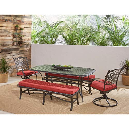 Hanover TRADDN5PCSW2BN-RED Traditions 5-Piece Patio Dining Set in Red