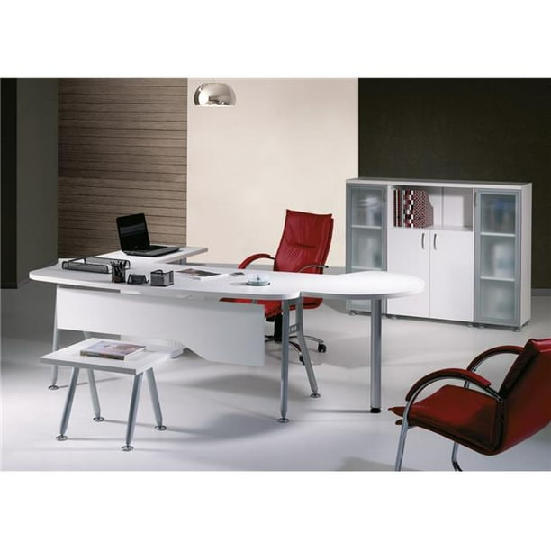 71 In Modern Clover L Shaped Desk Office Suite Furniture Set White Metalic Grey 44 6 Piece Walmart Com Walmart Com