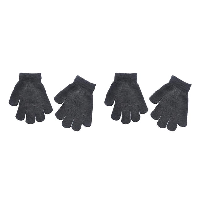 Qarigey 1 Pair Kids Gloves Clothing Accessory Comfortable Color Covers Glove Toddler Hand Solid Knitted Warming for Winter Negro 2Conjunto
