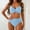 Z03#Sky Blue, variant on Fesfesfes Swimsuit for Women's Bikini Solid Set Swimsuit Two Piece Beachwear Split Swimwear Solid Color Print High Waist Women's Fashion Bikinis Sets