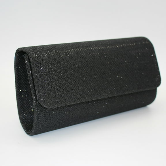 FRCOLOR Evening Dazzling Hard Case Flap Clutch Purses Handbag For Wedding And Party (Black)