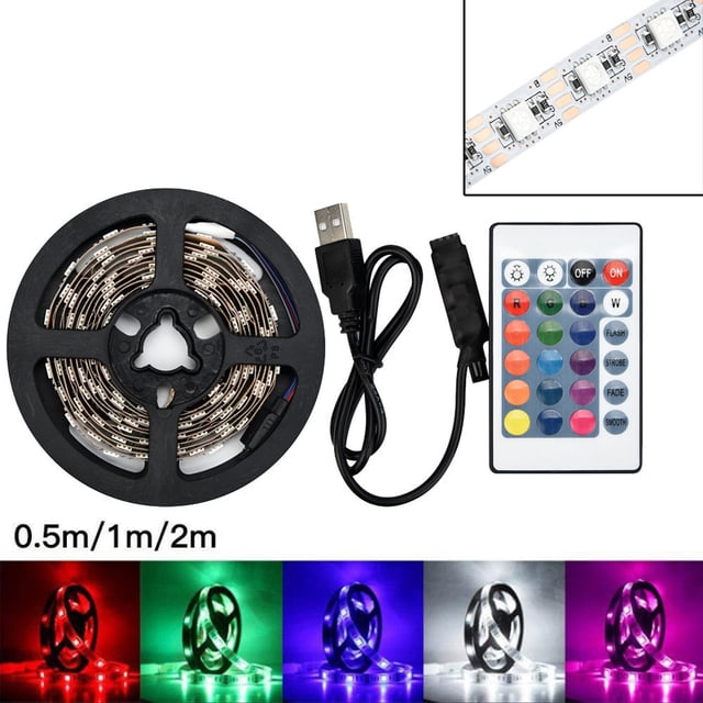 MORESEC 3Pcs USB LED Strip Light, 5050 RGB Color Changing Light Strip with Remote Control, Self-Adhesive Backing, Cuttable Design, Powered by 5V USB for TV Backlight and Room Decoration