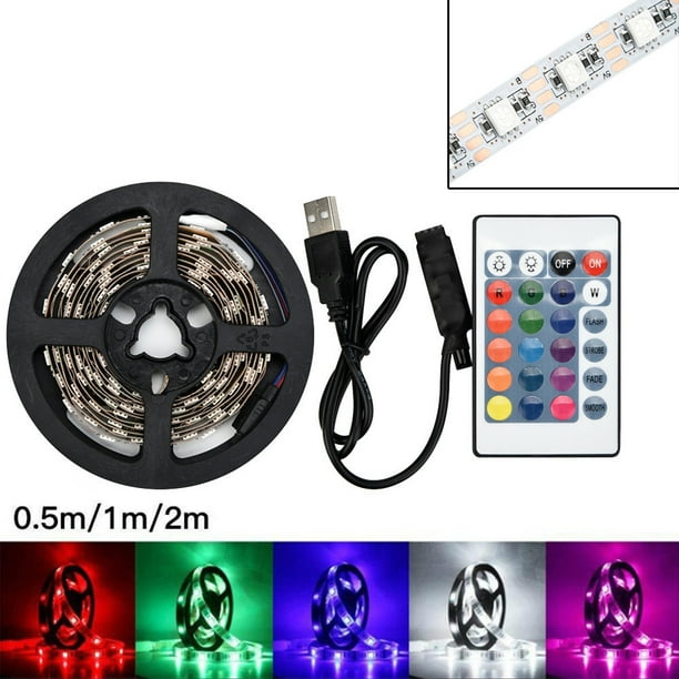Xihbxyly Tira de Luz Led Usb, Cambio de Color Rgb, Superbrillante, 5050 Smd, Control Remoto Incluido, Flexible, Fácil Instalación, Retroiluminación de Tv, Decoración Del Hogar, Longitud de 50-200 Cm