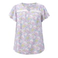 thumbnail image 4 of DARING DIVA Women's Plus Notch V Neck Ruffle Sleeve Floral Top 3X Light Purple, 4 of 6