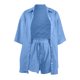 thumbnail image 4 of Conjunto de chándal de 2 piezas para mujer: blusa holgada con botones y pantalones cortos elásticos de cintura alta - Poliéster, color liso, ropa informal/de estar por casa, conjuntos de verano, 4 of 4