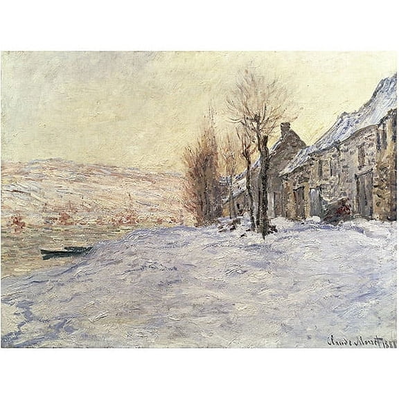 Trademark Fine Art Claude Monet Lavacourt Under Snow 1878-81 Canvas Wall Art - 24x32